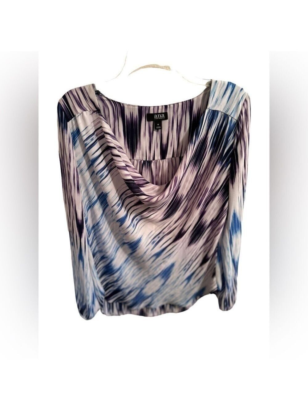 Ana Sheer Delicate Blouse Womens Medium Multicolor Split Slit Open Long Sleeves